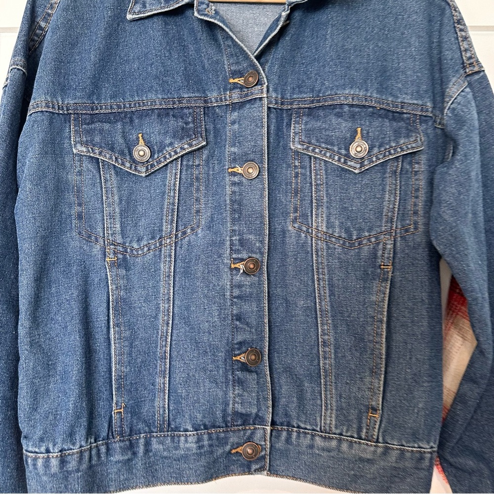 BKE Buckle Brushed Wool Blend Plaid Denim Jacket sz S - Picture 8 of 12